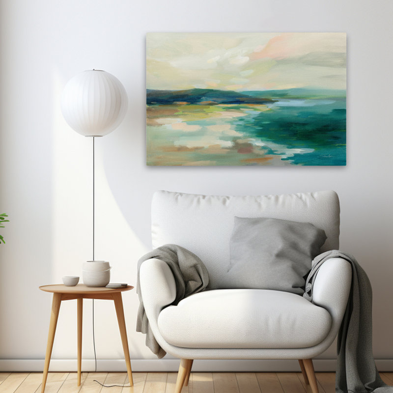 Lac Pastel - nuages abstraits bleu-brun, H 36 po x l 24 po