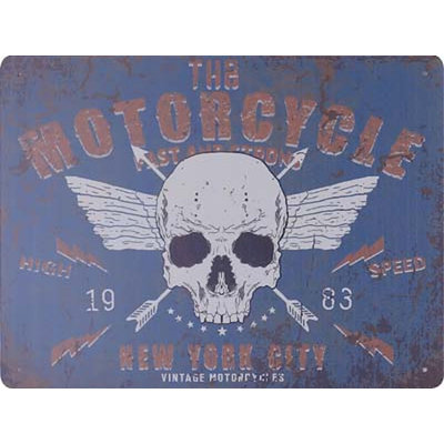 Motorcycle Skull Metal Sign