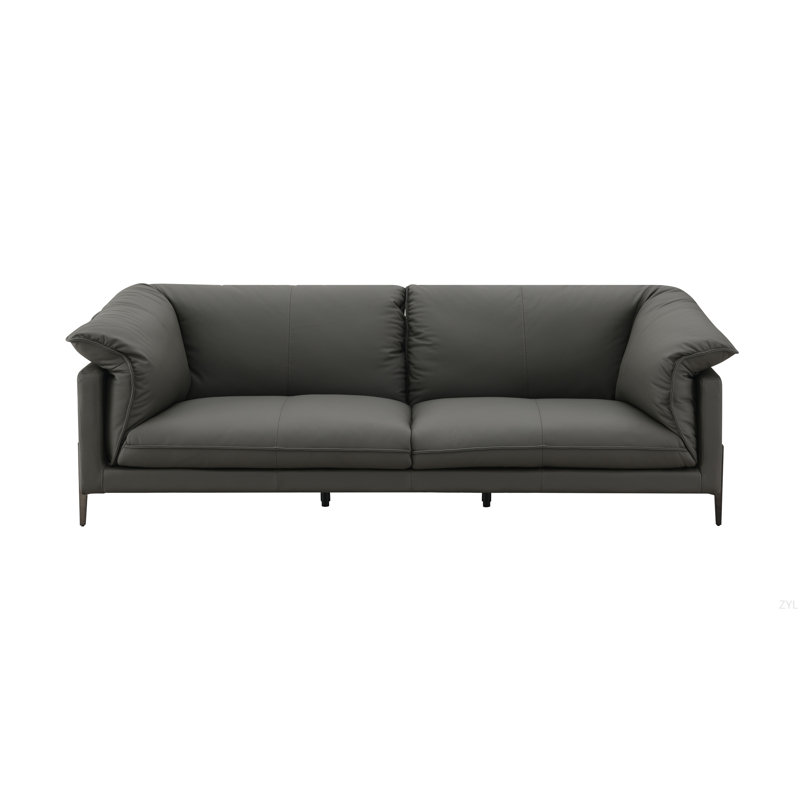 Causeuse noire en cuir fleur