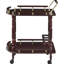 Chariot de service traditionnel en laiton à 2 étagères avec porte-bouteilles spacieux, idéal pour une salle à manger fonctionnelle.