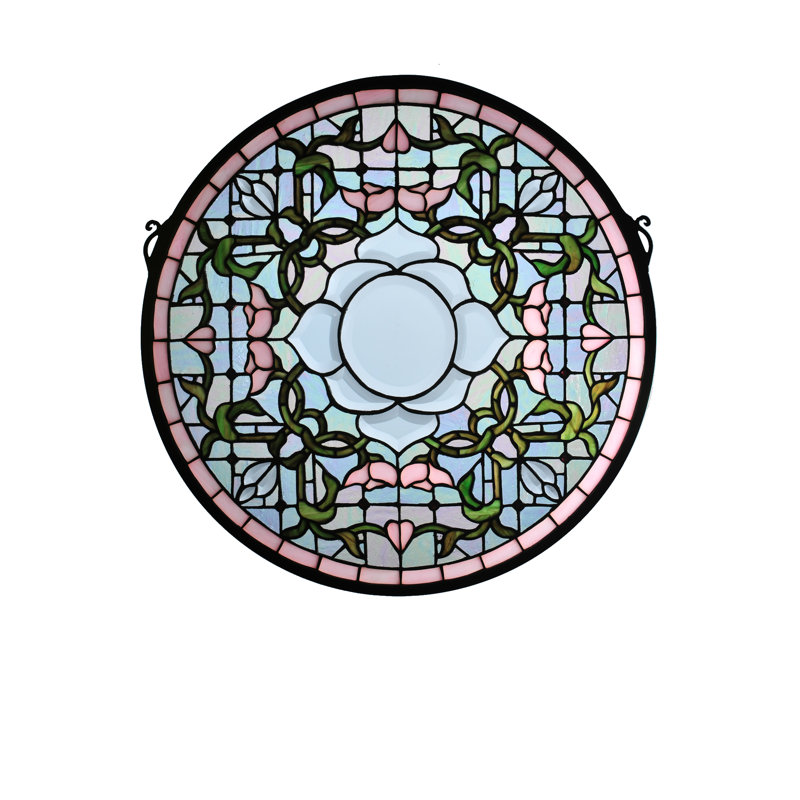 Tiffany Tulip Bevel Medallion Stained Glass Window