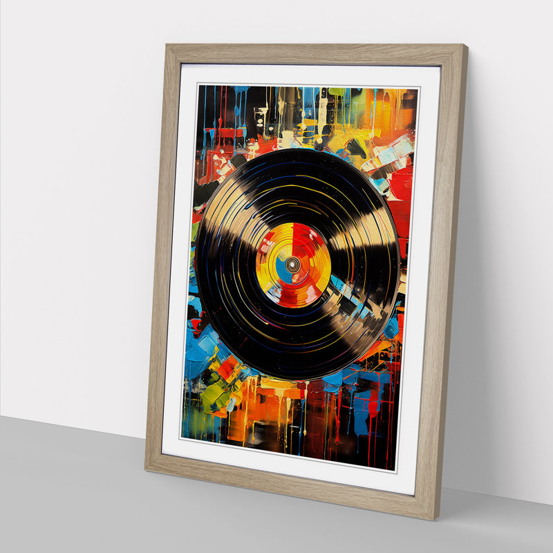 Vinyl Record Abstract No.3 - Framed Print, Oak , 34cm H x 25cm W x 2cm D