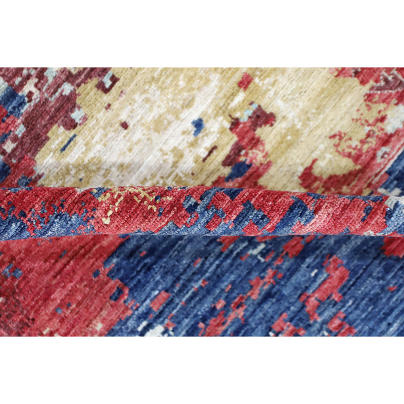 Hand Knotted Wool Area Rug in Multi