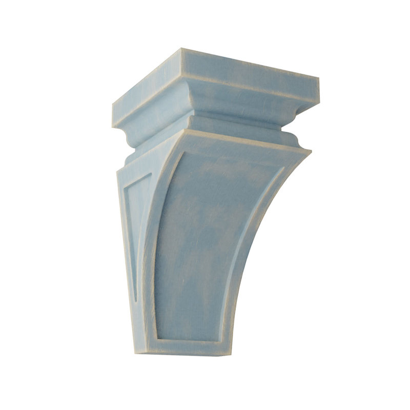 Corbel décoration rétro en bois Nevio, H 14 po x l 7 po x P 7,75 po, Bleu bois flotté