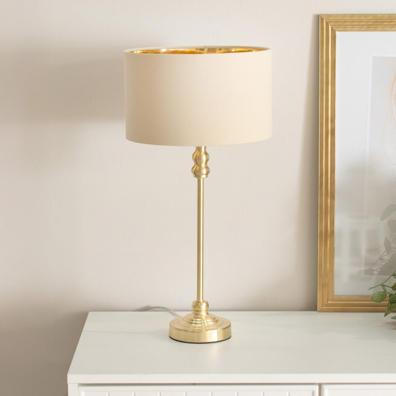 Addisyn Metal Table Lamp, Yes, Gold Base/Cream Shade, White