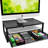 2 Tier Monitor stand, Metal Monitor Stand and Computer Desk Organizer with Drawer for Laptop, Black