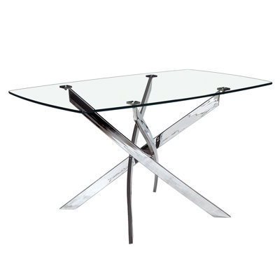 Glass Top Metal Base Dining Table