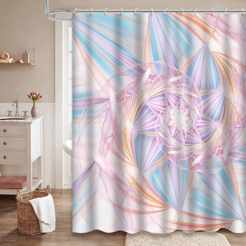 Rideau de douche abstrait à motif de fleurs abstraites et psychédéliques avec 12 crochets, L 72 po x l 72 po