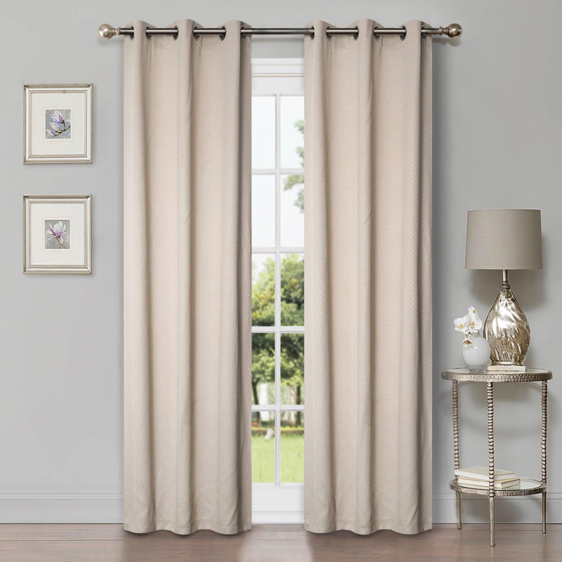 Wiechmann Geometric Shimmer Abstract Room Darkening Curtain Panel Set, Ivory, 42" W x 84" L