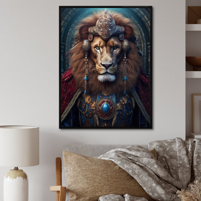 «Majestic Lion Portrait Antique King», reproduction d'art sur lion