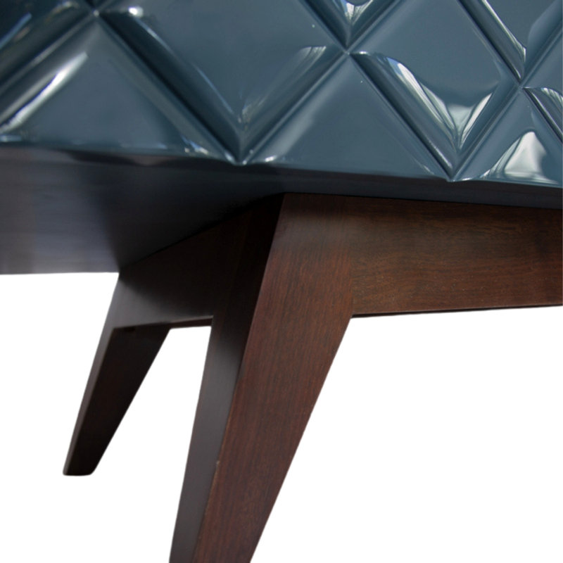 Buffet en bois massif 81 po, Bleu marine