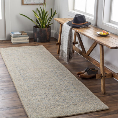 Bergmann Oriental Hand-Tufted Wool Navy/Beige Area Rug