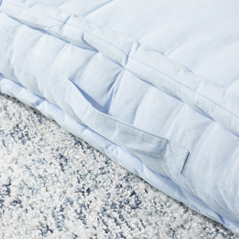 Light Blue Square Polyfill Floor Pillow with Handle