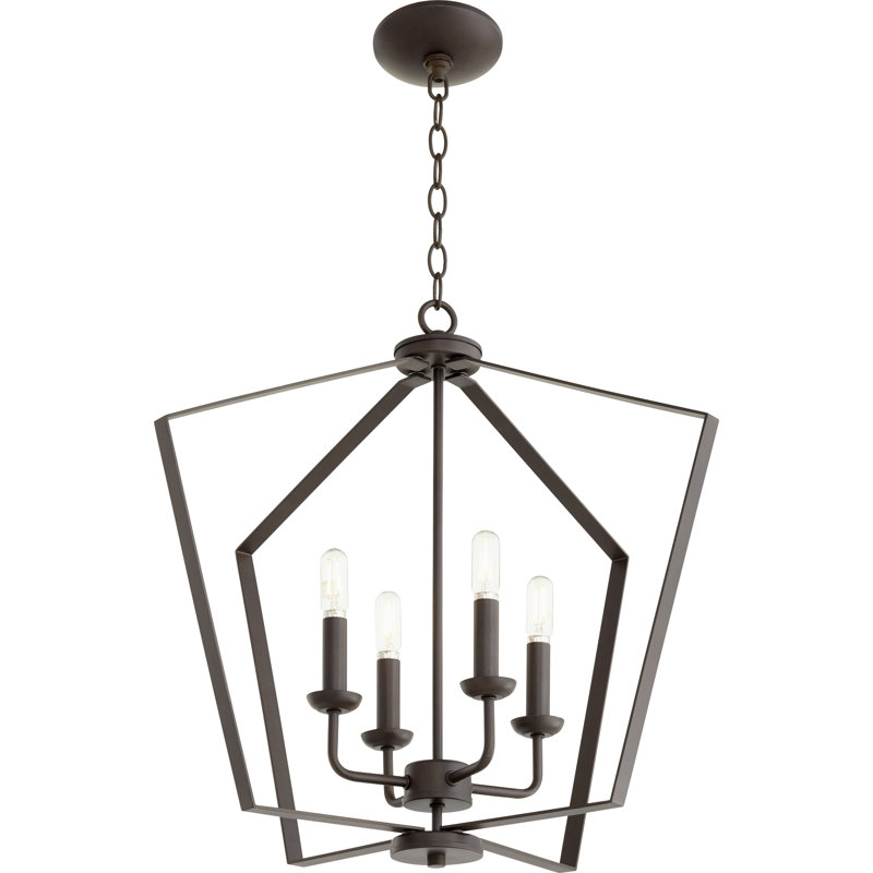 Tetrault 4 - Light Dimmable Lantern Chandelier, Oiled Bronze