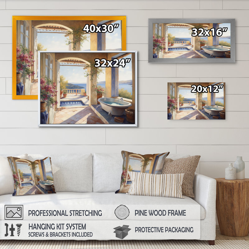 «Wiburgh So tremping in the Tub With A View of Grèce», reproduction sur toile, H 24 po x l 32 po x P 1 po