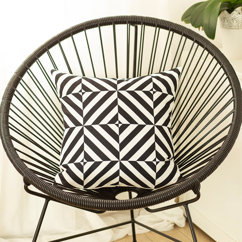 Geometric Square Diagram Pillow Cover, Black