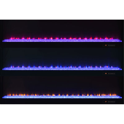 Black High Gloss TV Stand Fireplace Console with Bluetooth Speaker