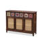 Buffet en bois massif brun foncé et rotin