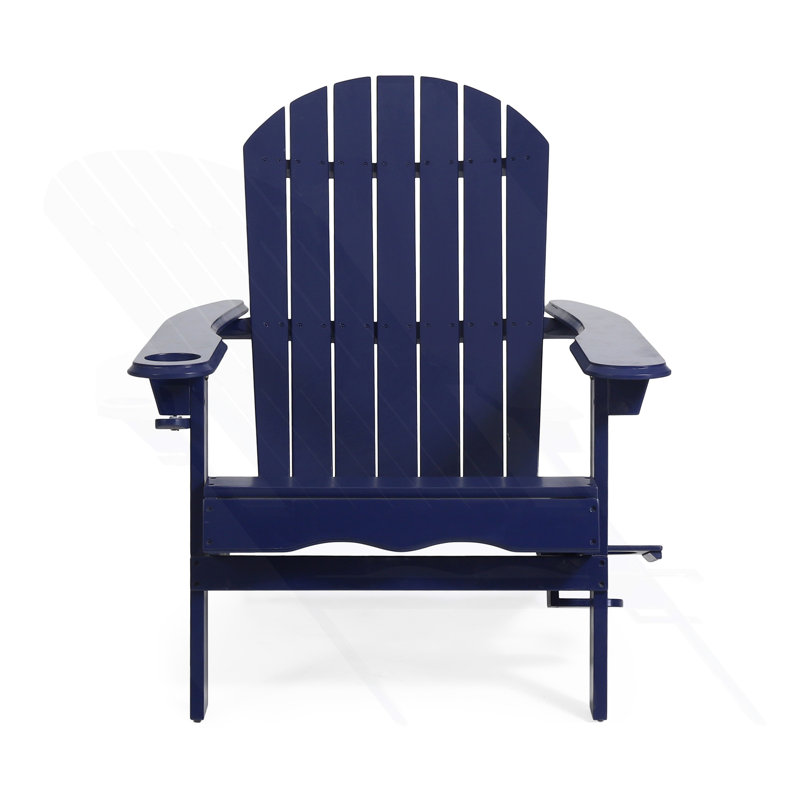 Adirondack Chair With Folding Design And Cup Holders, Patio Chair, Blue