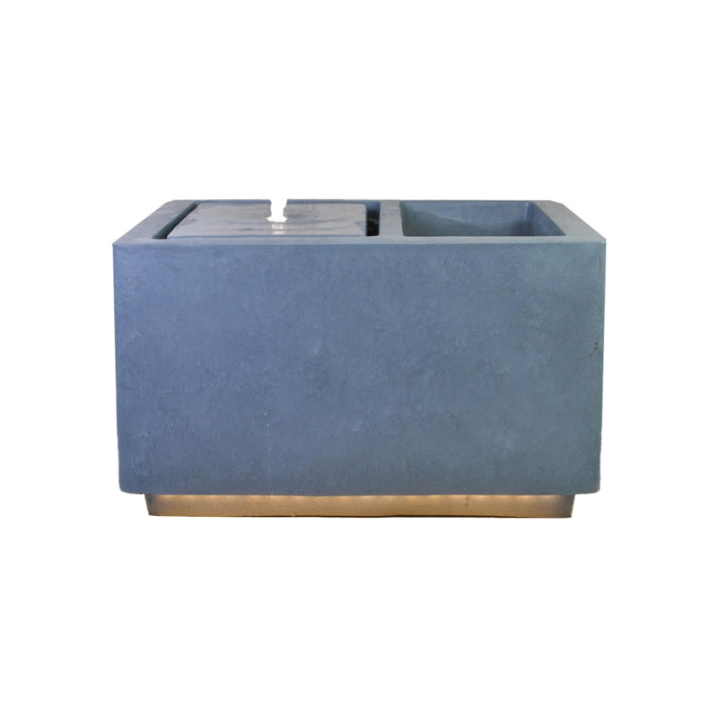 Cube Water Feature with Planter, Cement