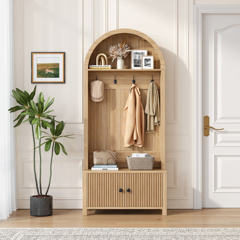 Arbre d'entrée de 31,5 po de largeur avec rangement pour chaussures, Naturel