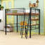 Lit mezzanine double avec éclairage à DEL intégré, bureau et tablettes