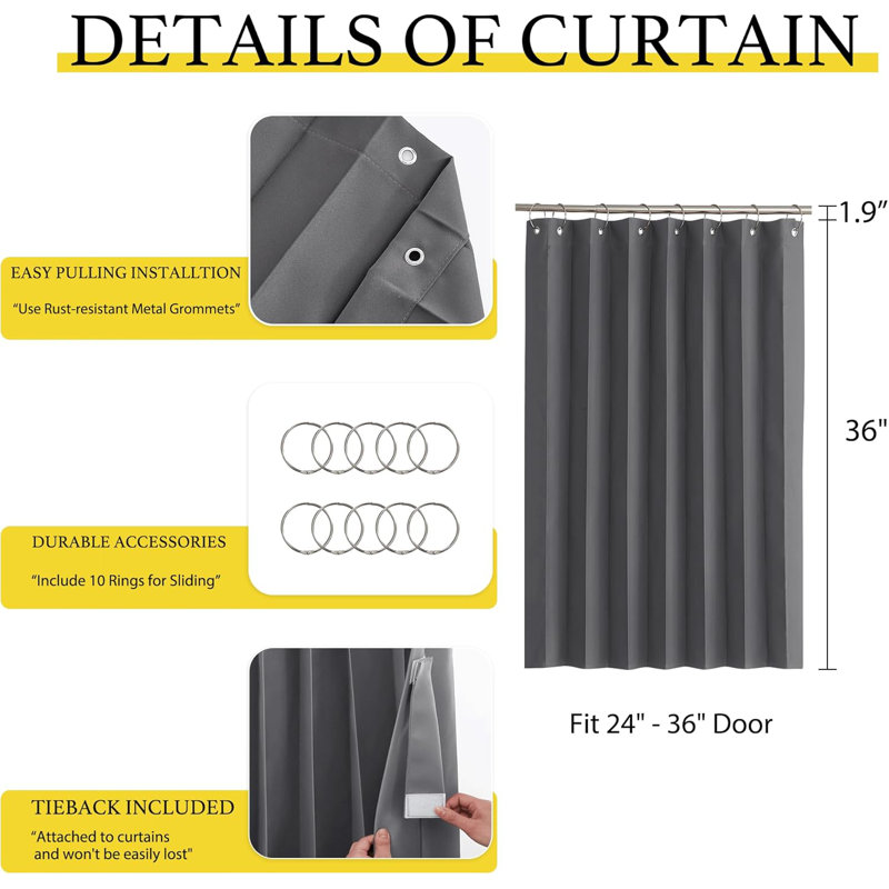 Blackout Room Divider Curtain for Bedroom, Curtain for Patio Sliding Door & Living Room Thermal Insulated Privacy Drapes, 1 Panel
