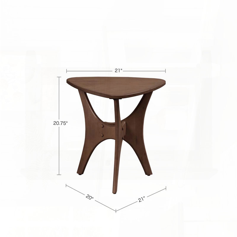 Triangle Wood Side Table with Pecan Finish