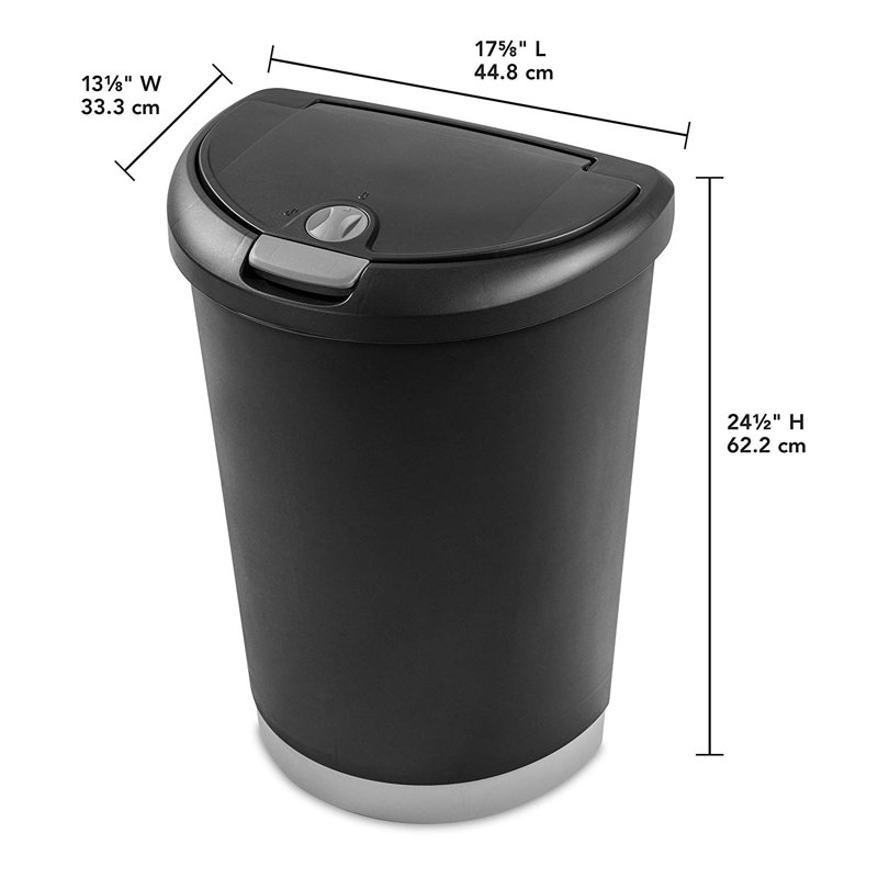 Sterilite 12.3 Gallon Locking TouchTop Wastebasket w/ Titanium Lock