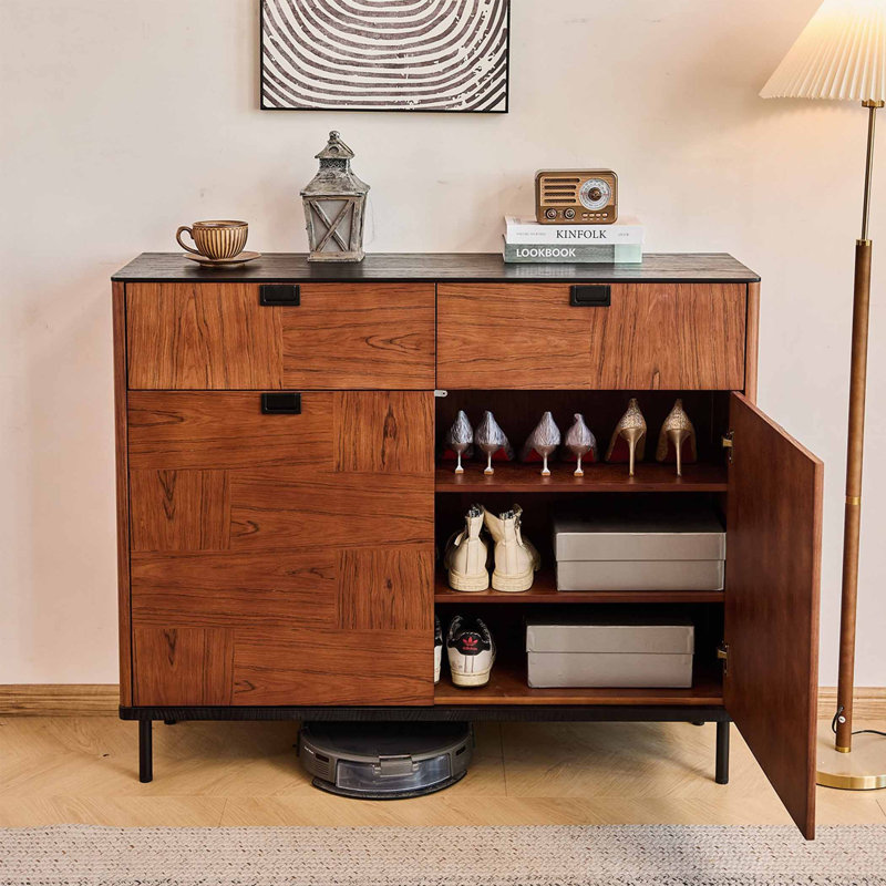 Armoire à chaussures rétro de style européen, 38.98"H x  39.37"W x  13.78"D