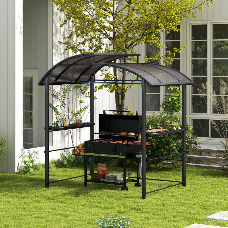Outdoor BBQ/Grill Gazebo 2.4 x 1.5m, BBQ Tent Canopy Patio Awning Gazebo Party Sun Shelter