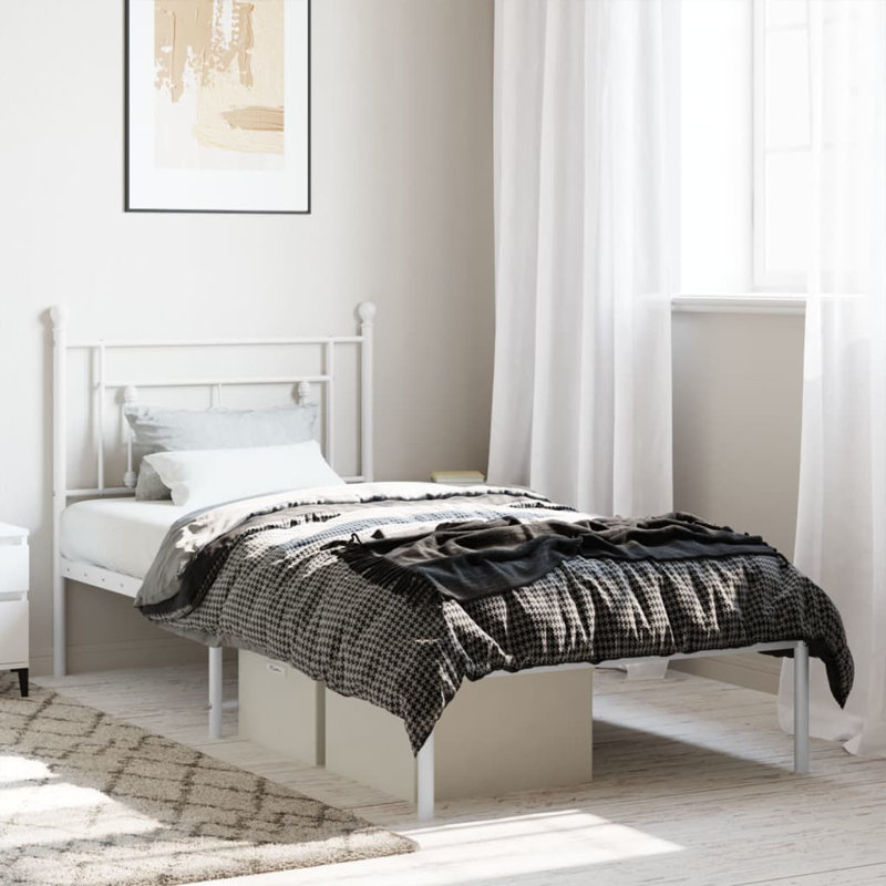 Acari Metal Bed, White, 90 x 200cm