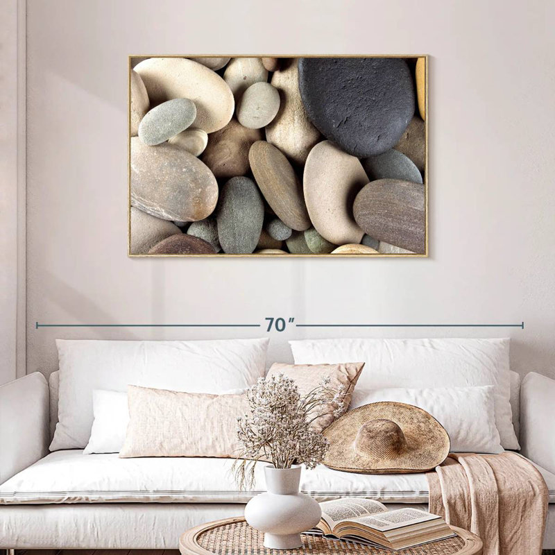 Cailloux bruns, Cadre flottant en bois naturel, 43 po x 29 po