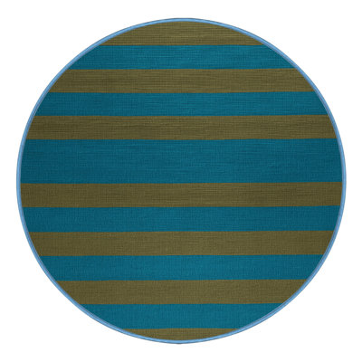 Tapis bleu à rayures horizontales lavable à la machine