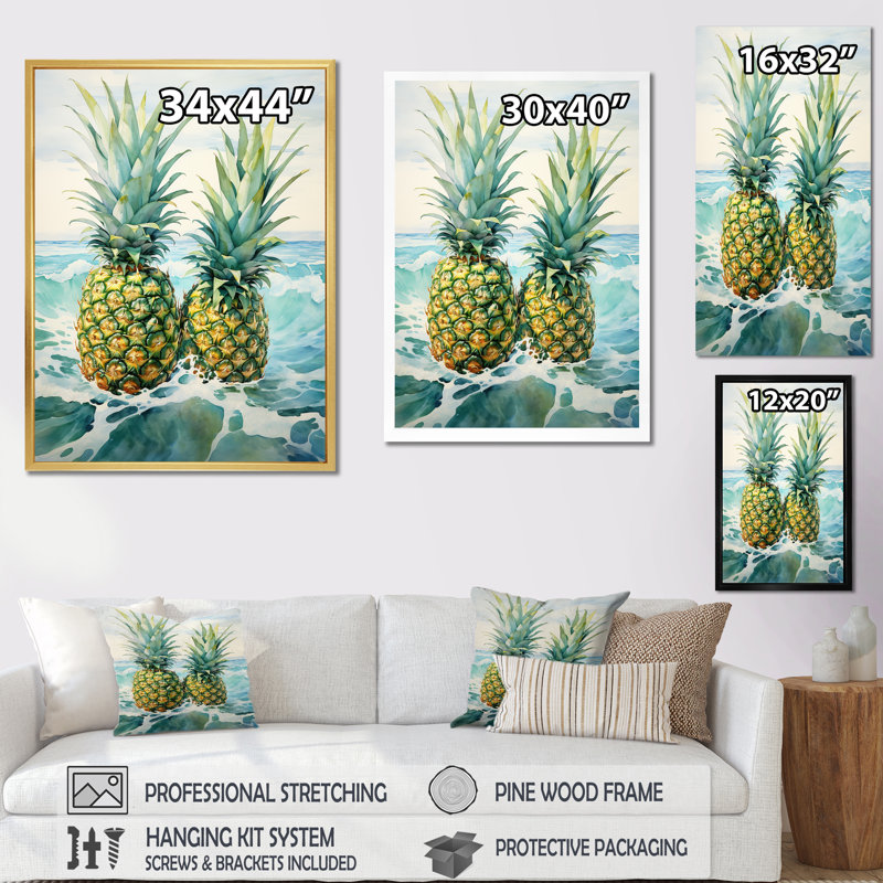 Juice Pineapple Bliss III sur impression sur toile, Toile tendue, H 32 po x l 16 po x P 1 po