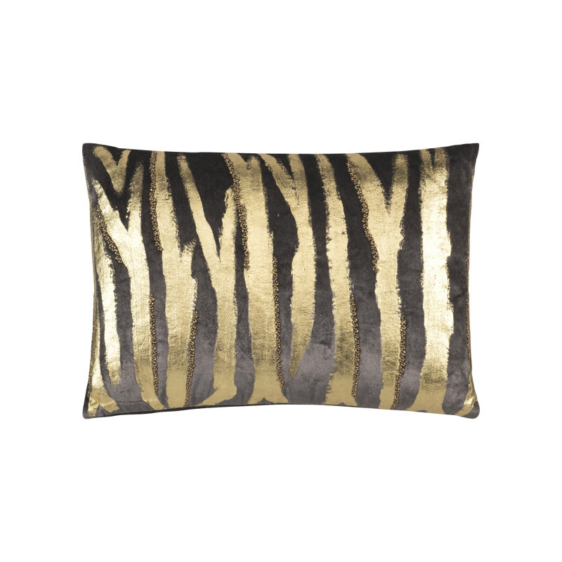 Adele Down Throw Pillow, Charcoal/Gold