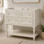 Armoire de salle de bain 36 po, ensemble de meuble-lavabo autoportant avec 4 tiroirs, structure en bois massif, beige-2031426542
