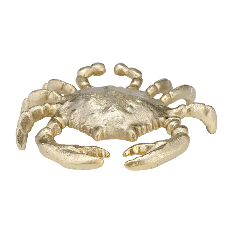 Kearria Metal Crab Figurine - 7" Coastal Aluminum Decor for Home, Office, Bedroom, or Living Room, Gold