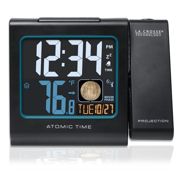 Modern & Contemporary Digital Atomic Tabletop Clock with Alarm in Black