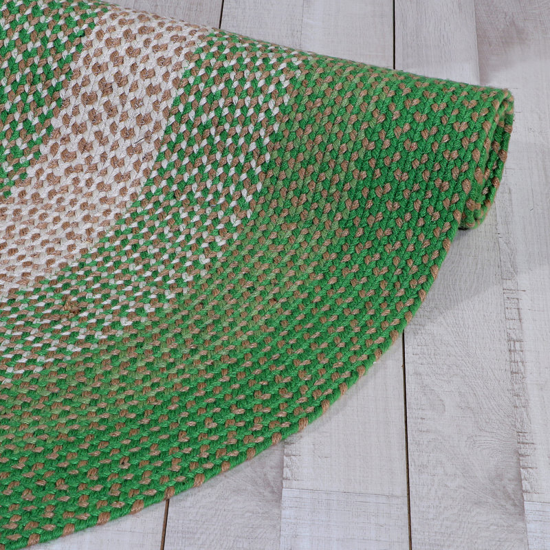 Tapis vert tressé à la main Enika, Rond 4 pi