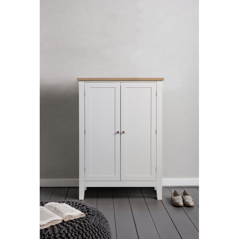 20 Pair Solid Wood Shoe Storage Cabinet, White
