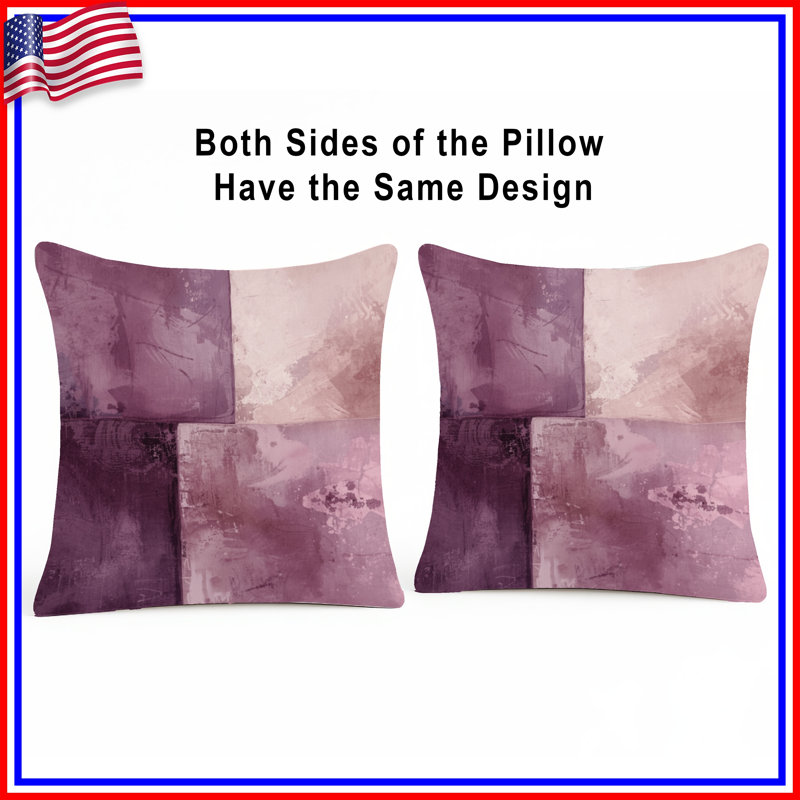 Coussins décoratifs à texture abstraite mauve à double face, 14 X 14 pouces
