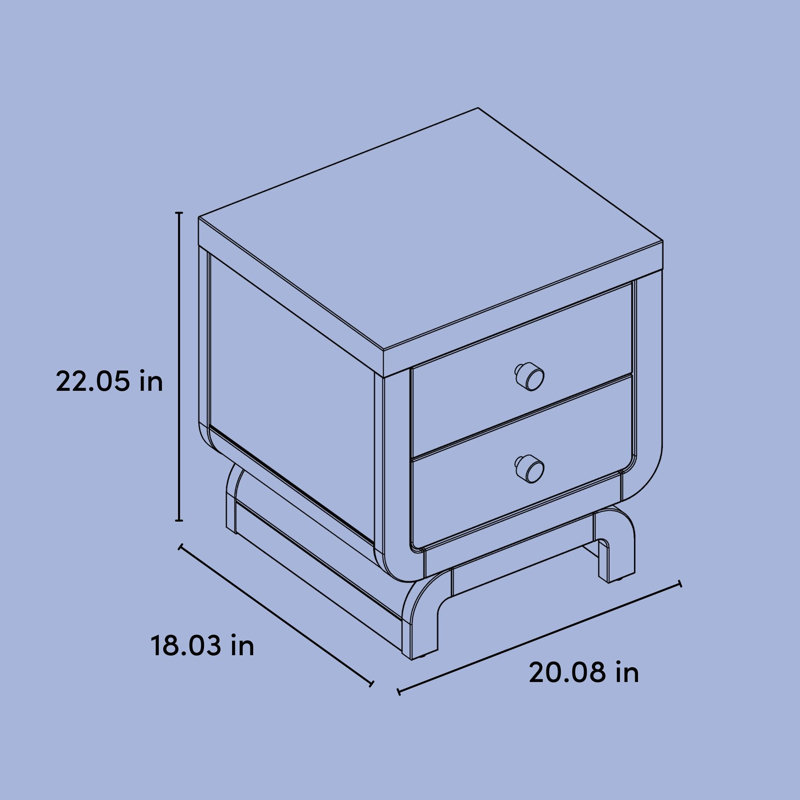 Santorini 2 Drawer Nightstand, White