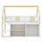 Twin-Size Low Loft Bed With LED Lights, Loft Bed With Safety Guardrail, Wooden Bed Frame With Step Staircase, Shelving, Cabinets-858411987