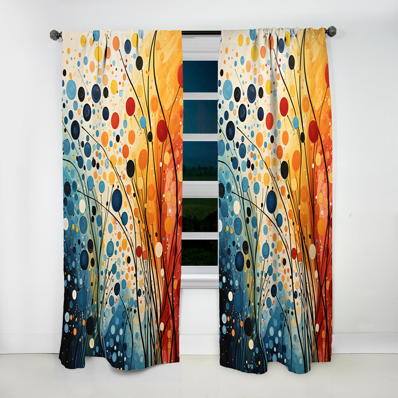 Katelin Colorful Mid Century Dynamic Duality III - Mid-Century Curtain - Velvet Room Darkening - 1 Panel, 52" W x 95" L