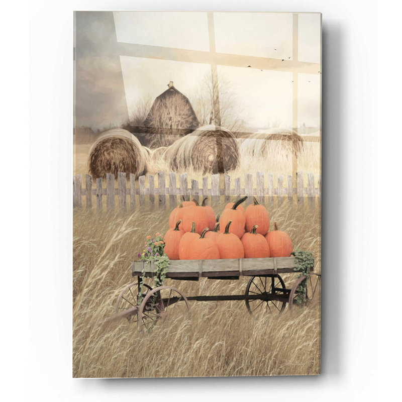 «Pumpkin Harvest» par Lori Deiter, art mural en verre acrylique, H 16 po x l 12 po x P 0,13 po