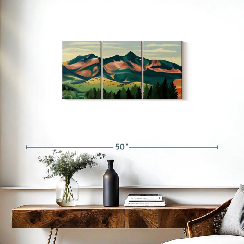 " Mountain " 3 - Pieces, 15" H x 32" W x 1.25" D