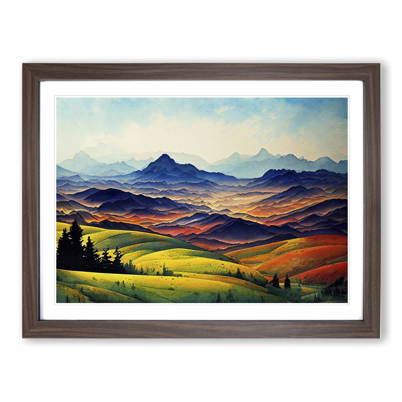 Spring Mountain Scene - Framed Print, Walnut, 34cm H x 46cm W x 2cm D