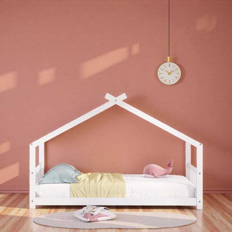 Lit en bois House House, Lit simple, Blanc