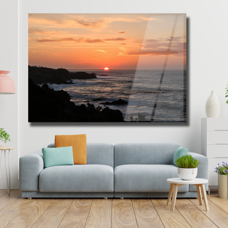 Art tropical en verre trempé Tropical Beach, H 16 po x l 20 po